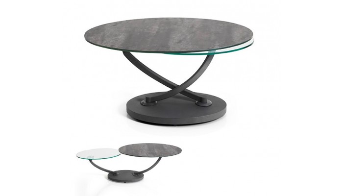 MAGMA - Table basse 80x80 céramique, verre transparent  41837CV