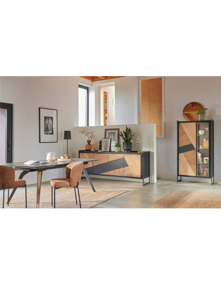 GRAFFIK - Enfilade 3 portes bois avec option LED  